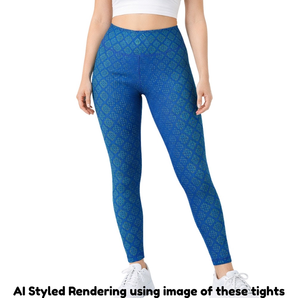 PrAna Women's XS Athletic Leggings Blue Green Geometric‎ Yoga USA Made